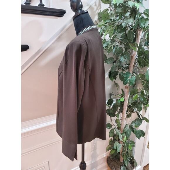 Madison Leigh Women's Brown Long Sleeve Embroidered Lined Open Front Jacket 10 - Picture 5 of 12